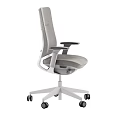 Gray Mesh Office Chair With Adjustable Armrests And Five Star Wheel Base For Ergonomic Support