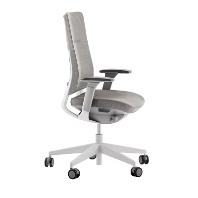 Gray Mesh Office Chair With Adjustable Armrests And Five Star Wheel Base For Ergonomic Support 3d model