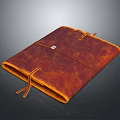 Elegant Brown Leather Case With Orange Trim And Adjustable Strap Design 3d model