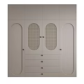 Modern Light Gray Decorative Cabinet Featuring Perforated Doors And Drawers 3d model