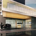 Modern Residential Building with Contemporary Glass Facade and Landscaped Green Areas