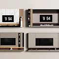 Modern TV Wall Design With Marble Panels Wooden Shelves And Ambient Lighting