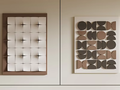 Geometric 3D Wall Decor And Abstract Art In Neutral Tones 3d model