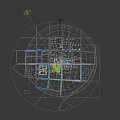 Aerial Planning of Modern City with Buildings Streets and Greenery Layout