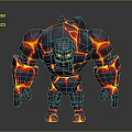 Game Movie Character Lava Giant With Stone Body Red Lava Patterns And Glowing Eyes