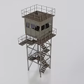 Public Facility Watchtower With Metal Structure Staircase And Observation Deck 3d model