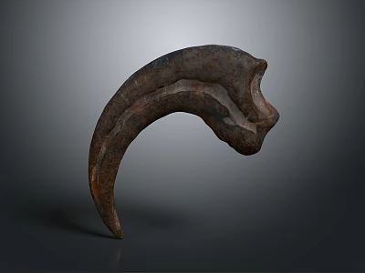 Rusted Curved Metal Claw Displayed On Dark Background With Textured Surface 3d model