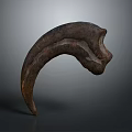 Rusted Curved Metal Claw Displayed On Dark Background With Textured Surface