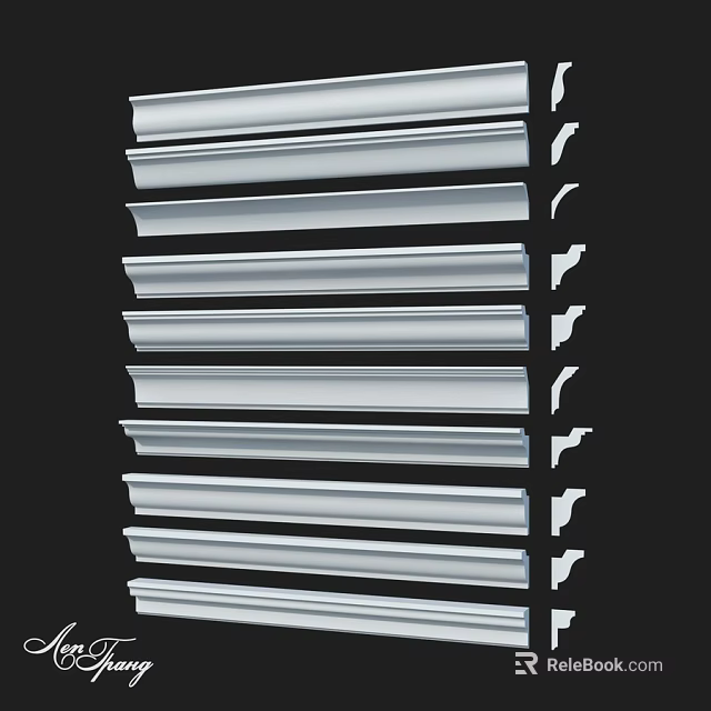 Silver Metal Decorative Building Components With Parallel Strip Design For Architecture 3d model 