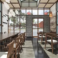 Traditional Style Clubhouse Interior Featuring Wooden Tables Chairs Skylights And Open Layout
