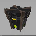 Geometric Polyhedral Sculpture With Brown Black And Yellow Faceted Design