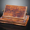 Vintage Wooden Tray With Metal Brackets And Carved Wood Grain Base Decorative Design