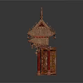 Traditional Chinese Architectural Pavilion With Tiled Roof Curved Eaves Dragon Carvings And Red Pillars