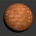 Orange Decorative Sphere With Brick Like Tile Pattern On Dark Background