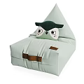 Light Green Bean Bag Chair With Owl Shaped Pillow And Brown Straps
