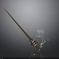 Decorative Golden Sword With Intricate Handle And Smoke Effect On Dark Background