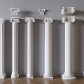 European Classical Roman Column Simple European Column Carved Column Head Column 3d model