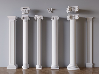 European Classical Roman Column Simple European Column Carved Column Head Column 3d model