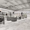 Modern Clothing Store Interior With Mannequins Clothing Displays Tile Floor And Lighting