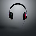 Black Over Ear Headphones With Red Accents Wired Design For Superior Audio Experience