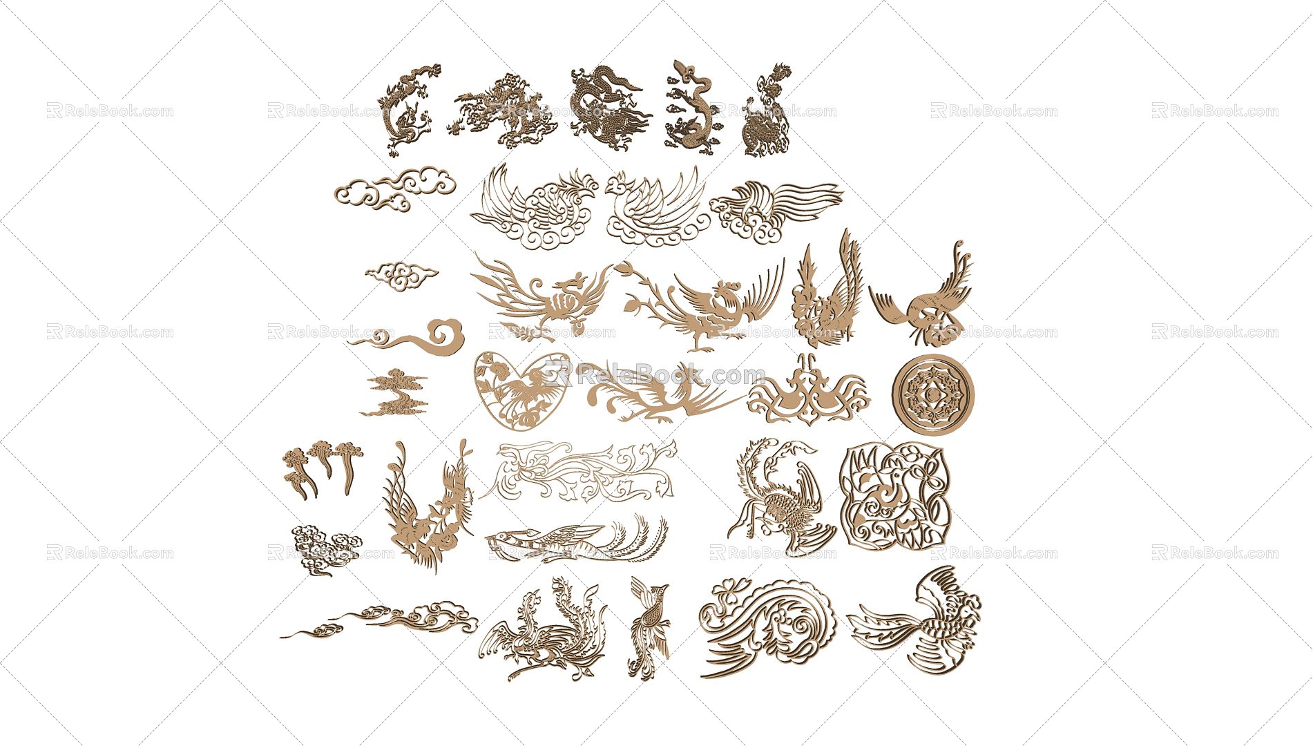 Chinese Carving Dragon and Phoenix Chengxiang Carving Dragon and Phoenix Ancient Building Carving Ancient Building Art Carving Cultural Carving 3d model