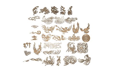 Chinese Carving Dragon and Phoenix Chengxiang Carving Dragon and Phoenix Ancient Building Carving Ancient Building Art Carving Cultural Carving 3d model