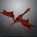 Red Flying Dragon Mythical Creature Figure With Detailed Wings And Yellow Accents