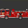Red Fire Truck Model With Ladder Shiny Details And Metal Wheels