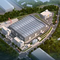 Modern Industrial Factory Building With Spacious Roof Surrounding Green Trees And Office Facilities