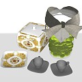 Modern Sealed Jar Tea Set Teapot Tea Cup Container Glass Jar Olive 3d model