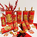 Firecracker ornaments firecracker ingot couplet pendant Spring Festival ornaments 3d model