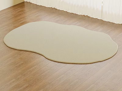 Soft Beige Irregular Shaped Rug For Home Indoor Wooden Floor Decor 3d model
