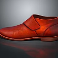 Classic Red Leather Casual Shoes with Strap Design for Daily Use
