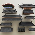 Chinese Eaves Eaves Roof Door Head Tile Roof Roof Ridge Chinese Hilltop Glazed Tile Chinese Eaves Chinese Roof 3d model