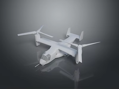 White Tiltrotor Drone With Multiple Propellers Sleek Design Gray Background Reflection 3d model