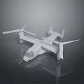 White Tiltrotor Drone With Multiple Propellers Sleek Design Gray Background Reflection
