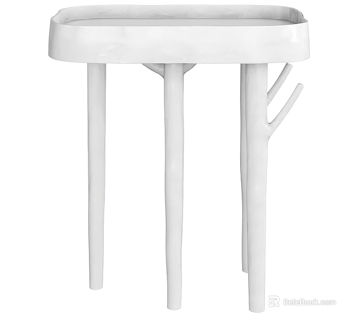 White Coffee Table With Branch Shaped Legs Modern Minimalist Home Decor Piece 3d model 