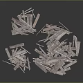 Collection of Natural Wooden Stone Pieces Scattered on Black Background