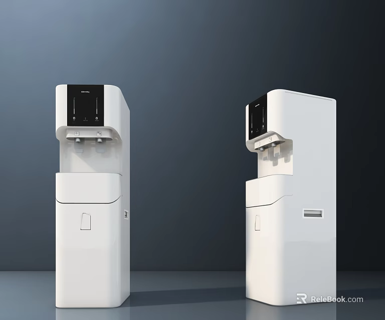 White Standing Water Dispensers With Modern Design And Digital Display For Daily Use 3d model 