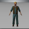 3D Character Wearing Yellow Hat Brown Vest And Blue Striped Outfit With Brown Shoes