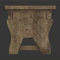 Rustic Wooden Stool With Natural Wood Grain And Sturdy Leg Design