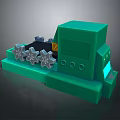 Detailed Green Mechanical Device With Gears And Control Panel 3D Rendering 3d model