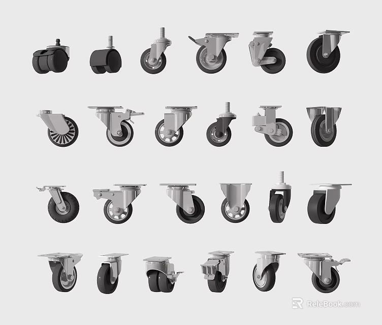 Various Types Of Caster Wheels With Different Designs For Furniture Applications 3d model 