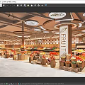 Supermarket Fresh Fruit Section With Organized Produce Displays In Wooden Baskets And Bright Lighting