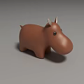 Cute Brown Hippo Doll With White Ears And Black Eyes Design