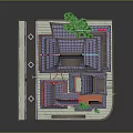 Traditional Japanese Multi story Building Model with Red Structure and Decorative Elements