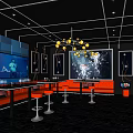 Modern Luxurious KTV Interior With Comfortable Sofas Bar Counter And Large Screens 3d model
