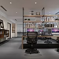 Modern Public Office Space With Open Layout Desks Computers Office Chairs And Bookshelves