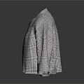 Stylish Black White Red Plaid Loose Fit Jacket With Round Neck Three Quarter Sleeves