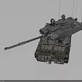 Modern Military Tank with Long Cannon Turret Heavy Duty Tracks and Mounted Antennas